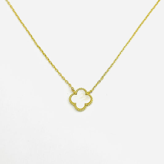 Collana Donna Argento 925 Vancleef Dorato Quadrifoglio Madreperla _LSC15
