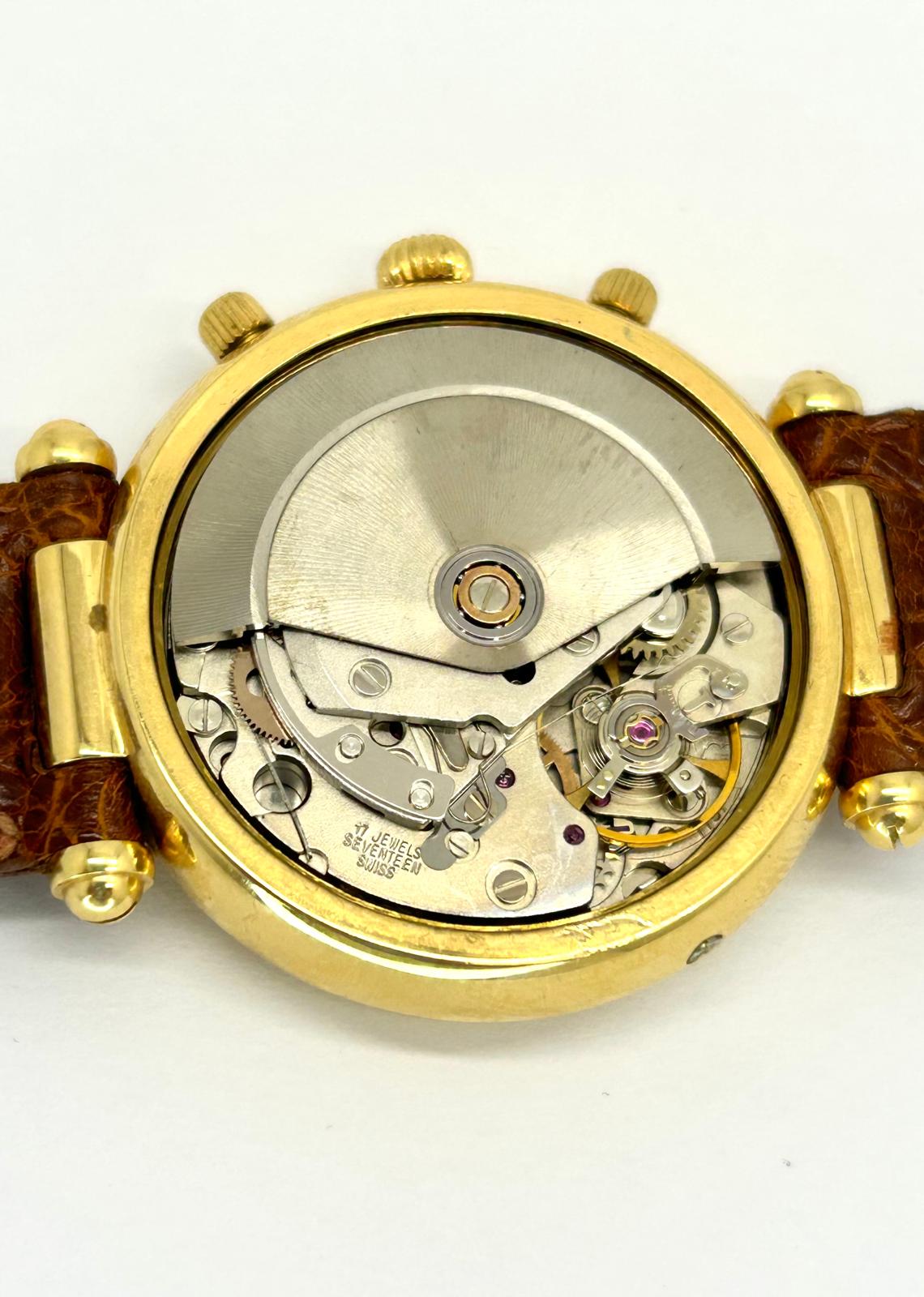 Orologio Vetta Uomo Acciaio Automatico Cronografo Fasi Lunari Cinturino Pelle Marrone Cassa Oro _ETA7751