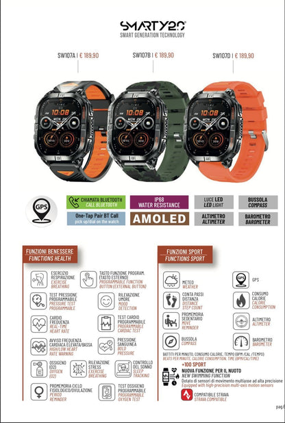 Smarty 2.0 Unisex-Digital-Smartwatch mit schwarzem Silikonarmband _SW070A 