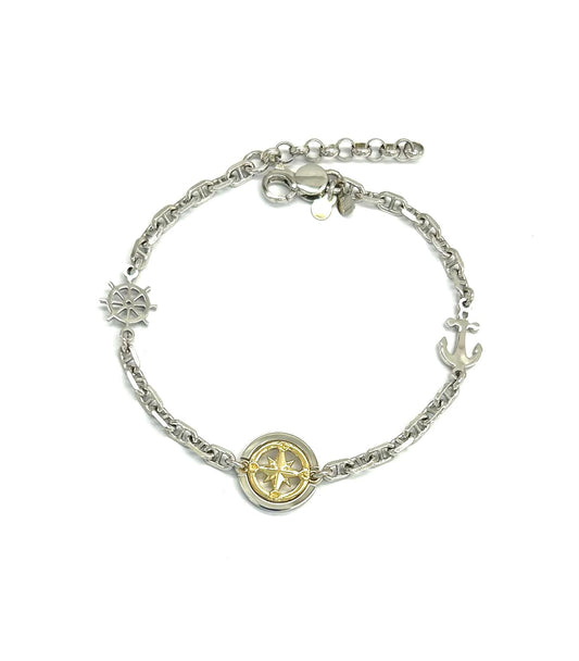 Bracciale Uomo Argento 925 e Oro Giallo 9 kt _AGB044
