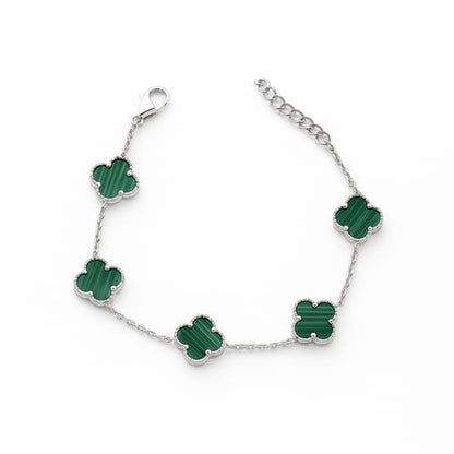 Vancleef Damen-Armband aus 925er Silber mit grünen vierblättrigen Kleeblättern _LSB04 