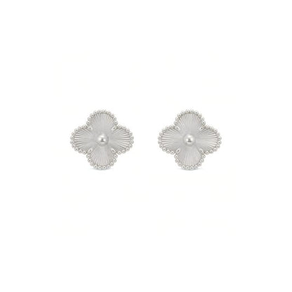 Vancleef Damen-Ohrringe aus 925er Silber mit vergoldetem, schwarzem vierblättrigem Kleeblatt _LSO10 