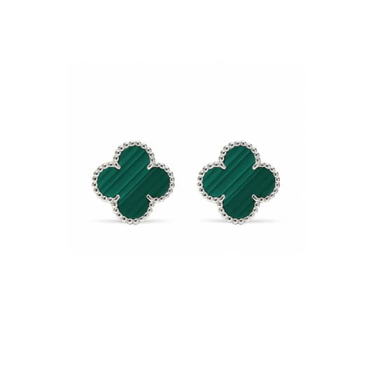 Orecchini Donna Argento 925 Vancleef Argentato Quadrifoglio Verde _LSO07