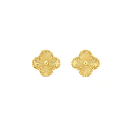 Vancleef Damen-Ohrringe aus 925er Silber mit vergoldetem vierblättrigem Kleeblatt _LSO02 
