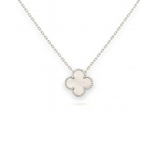 Collana Donna Argento 925 Vancleef Argentato Quadrifoglio Madreperla _LSC46
