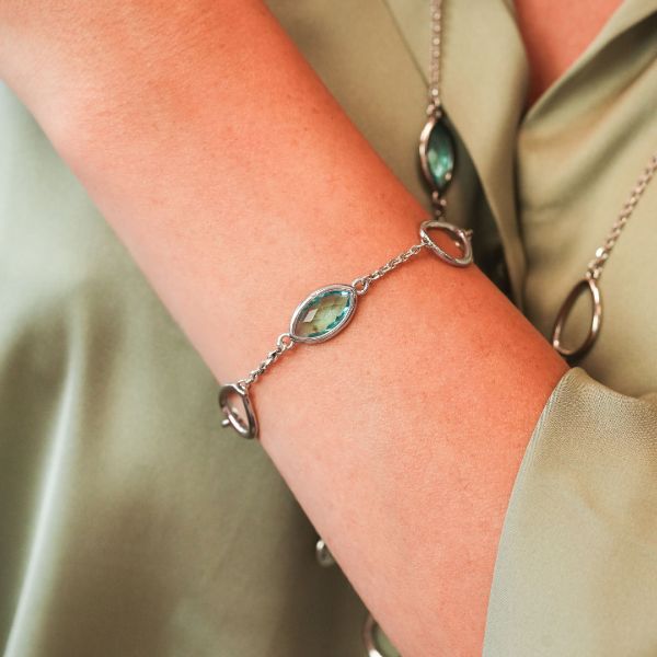 Boccadamo Damen-Armband Stahl Bronze Silber Farbe Rosa Kristall _XBR808B 