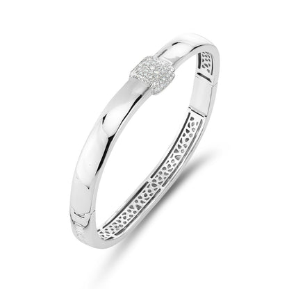 Bracciale Boccadamo Donna Bronzo Silver Pavè di Zirconi Rigido _XB1046