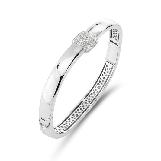 Bracciale Boccadamo Donna Bronzo Silver Pavè di Zirconi Rigido _XB1046