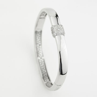 Bracciale Boccadamo Donna Bronzo Silver Pavè di Zirconi Rigido _XB1046