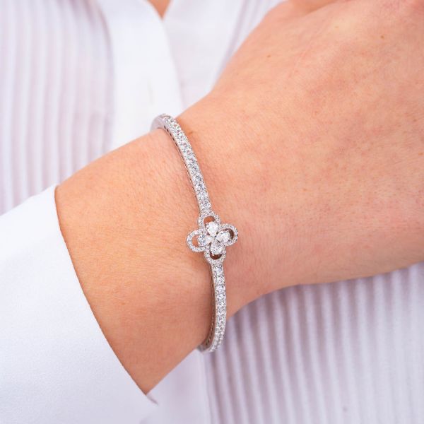 Bracciale Boccadamo Donna Bronzo Rigido Zirconi e Cristalli _XB1048
