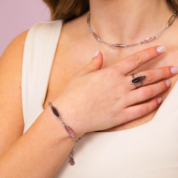 Bracciale Boccadamo Donna Bronzo Cristalli White, Rosa e Ametista _XB1058