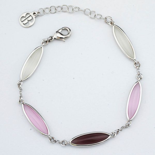 Bracciale Boccadamo Donna Bronzo Cristalli White, Rosa e Ametista _XB1058