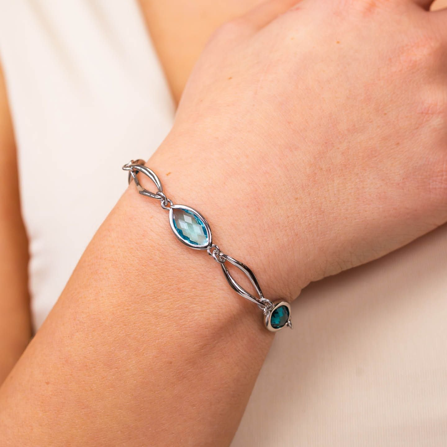 Bracciale Boccadamo Donna Bronzo Cristalli Acquamarina _XB1059