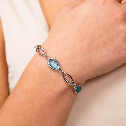 Bracciale Boccadamo Donna Bronzo Cristalli Acquamarina _XB1059