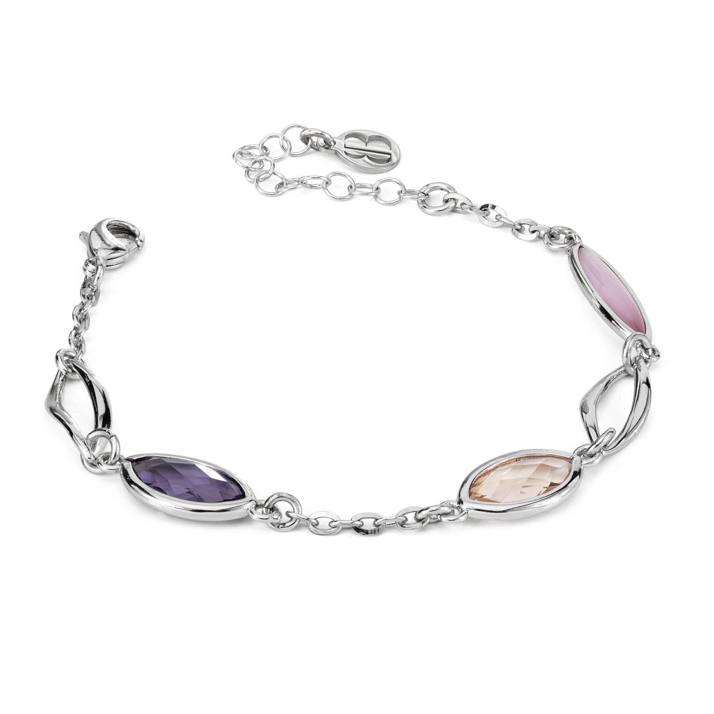 Boccadamo Damen-Armband Stahl Bronze Silber Farbe Rosa Kristall _XBR808B 