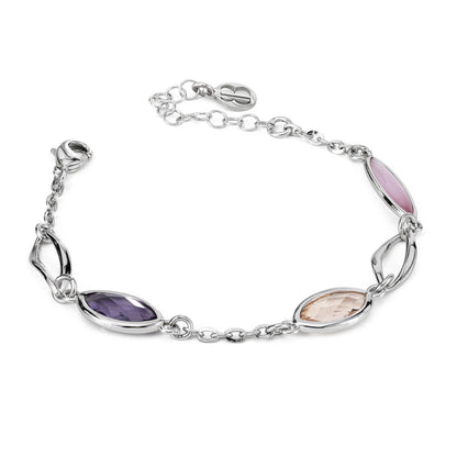 Boccadamo Damen-Armband Stahl Bronze Silber Farbe Rosa Kristall _XBR808B 