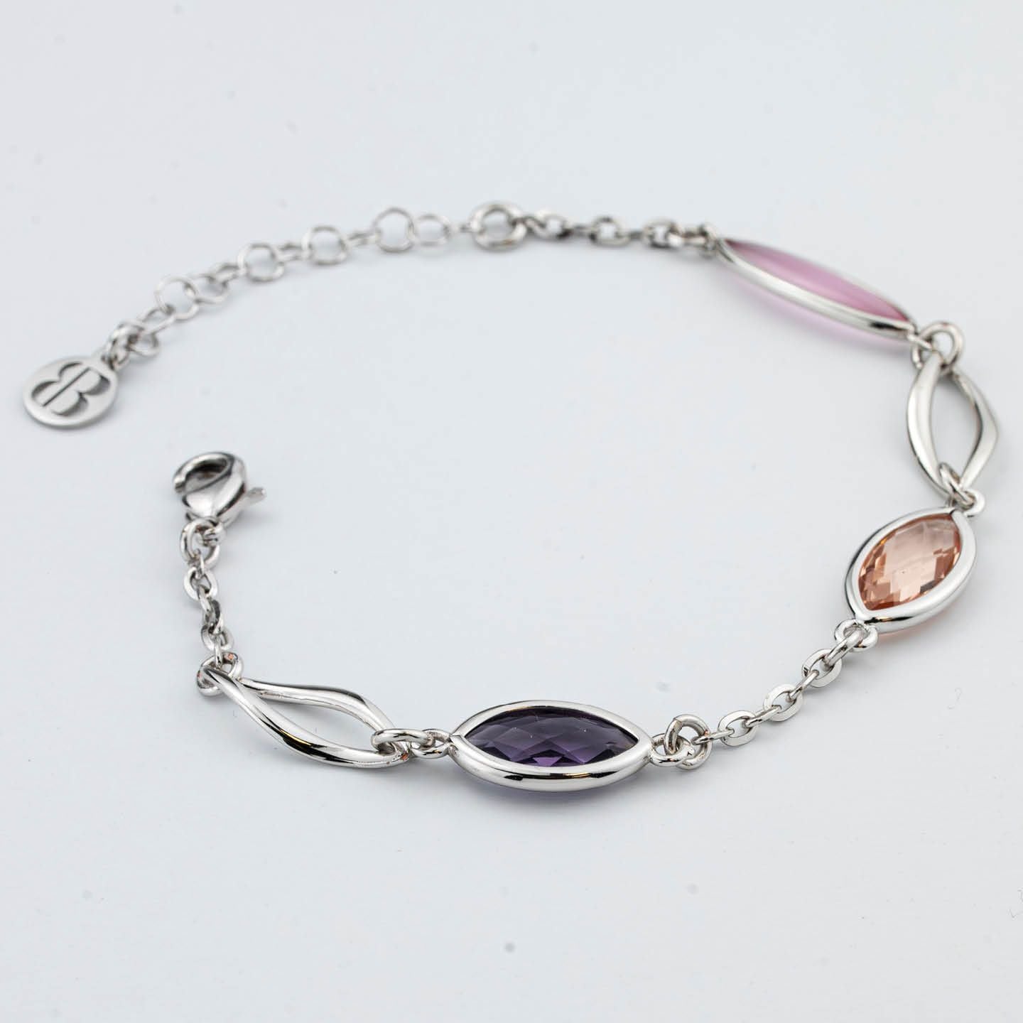 Boccadamo Damen-Armband Stahl Bronze Silber Farbe Rosa Kristall _XBR808B 