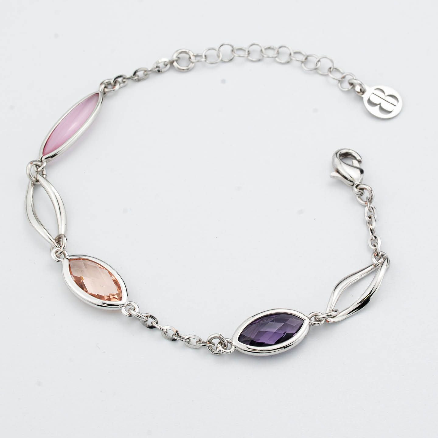 Boccadamo Damen-Armband Stahl Bronze Silber Farbe Rosa Kristall _XBR808B 