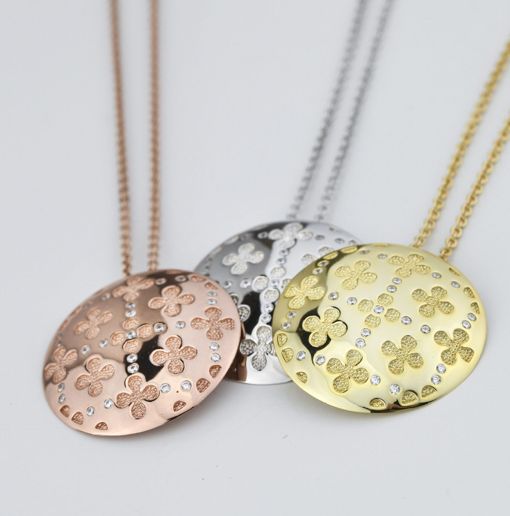 Collana Boccadamo Donna Bronzo Cerchio Argentato Motivo Fiori e Zirconi _XGR723