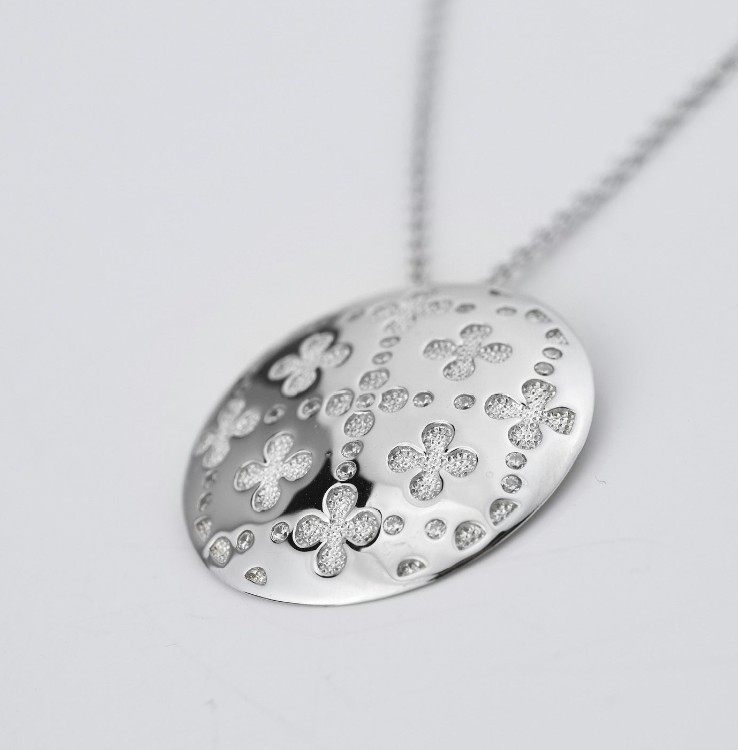 Collana Boccadamo Donna Bronzo Cerchio Argentato Motivo Fiori e Zirconi _XGR723