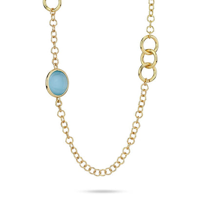 Collana Lunga Boccadamo Bronzo Placcato Oro Gold cristalli celeste _XGR739DA