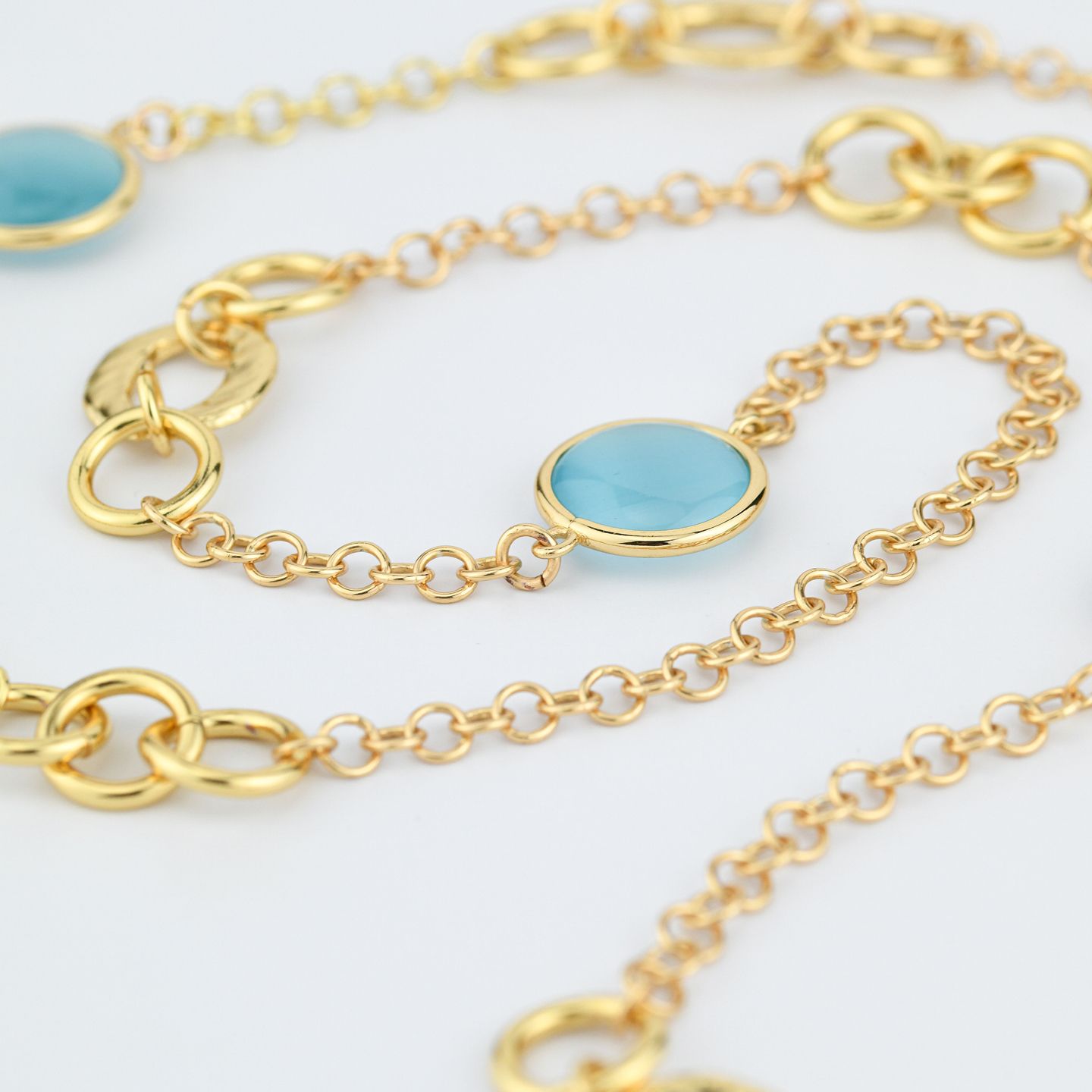 Collana Lunga Boccadamo Bronzo Placcato Oro Gold cristalli celeste _XGR739DA