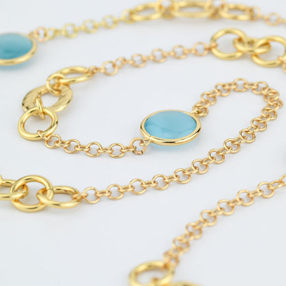 Collana Lunga Boccadamo Bronzo Placcato Oro Gold cristalli celeste _XGR739DA