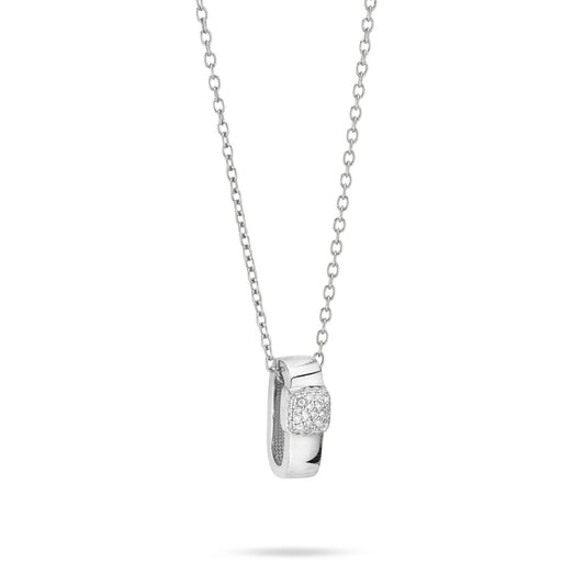 Collana Boccadamo Bronzo Rodiato Pendente Ovale Pavè Zirconi _XGR748