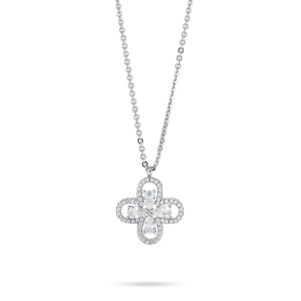 Collana Boccadamo Bronzo Quadrifoglio Pendente Zirconi, Centrale Crystal _XGR75