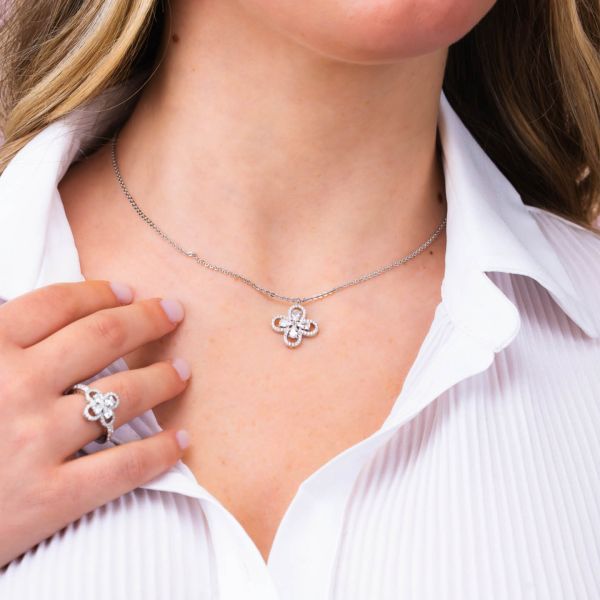 Collana Boccadamo Bronzo Quadrifoglio Pendente Zirconi, Centrale Crystal _XGR75