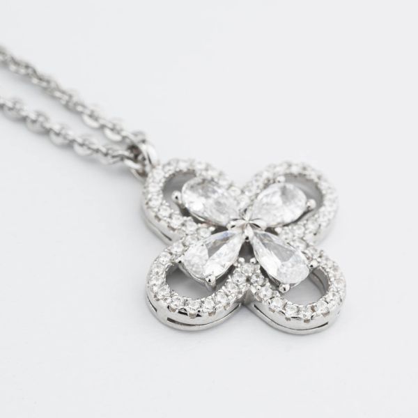 Collana Boccadamo Bronzo Quadrifoglio Pendente Zirconi, Centrale Crystal _XGR75