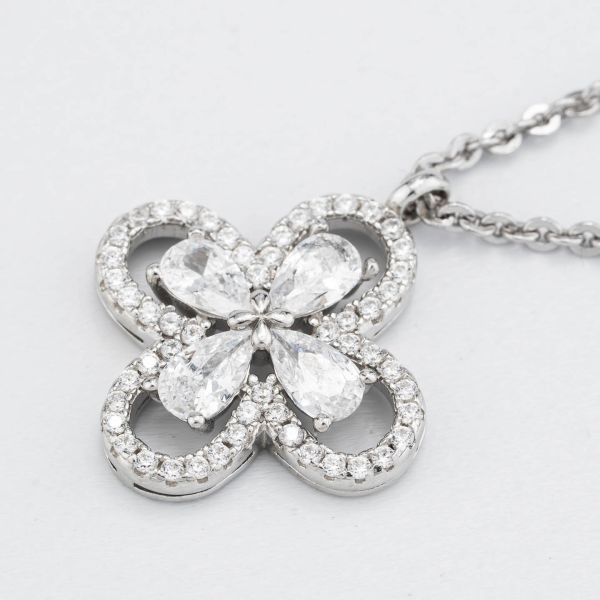Collana Boccadamo Bronzo Quadrifoglio Pendente Zirconi, Centrale Crystal _XGR75