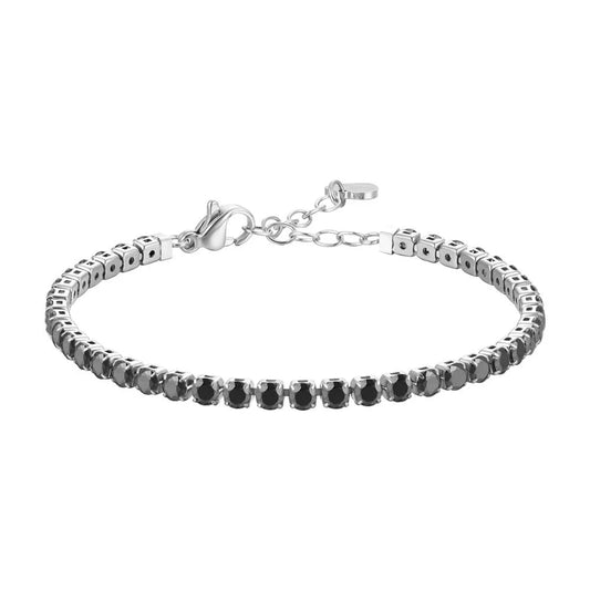 Bracciale Luca Barra Donna Acciaio Tennis Cristalli Neri e Bianchi _BK2890