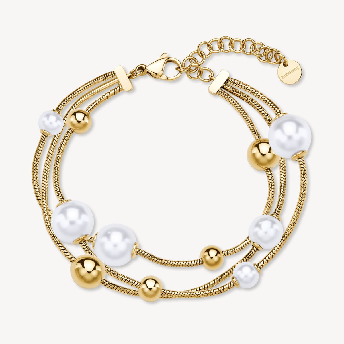 Brosway Bracciale Perfect Donna Acciaio Gold Perle e Sfere Multifilo _BPC59