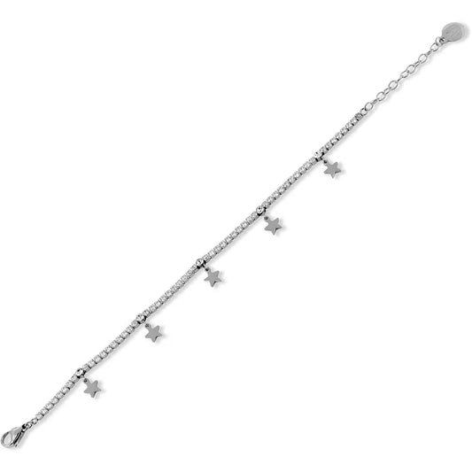 Bracciale Boccadamo MYA Donna Acciaio Tennis Cristalli Bianchi Stelle _SV/BR06