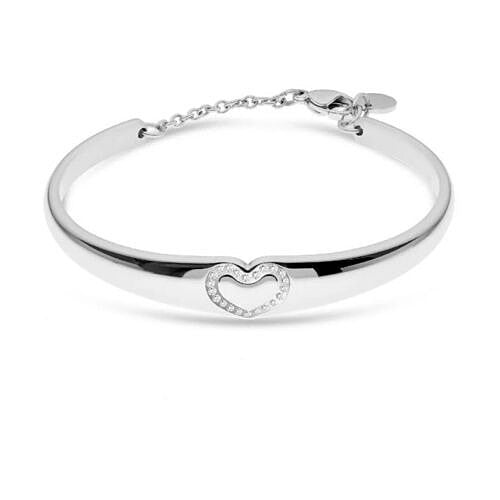 Bracciale Liu Jo Donna Acciaio Rigido Silver Cuore Cristalli Bianchi _LJ2456