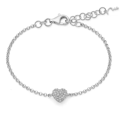 Bracciale Miluna Donna Argento 925 Cuore Pavé di Topazi Bianchi _BRD1092
