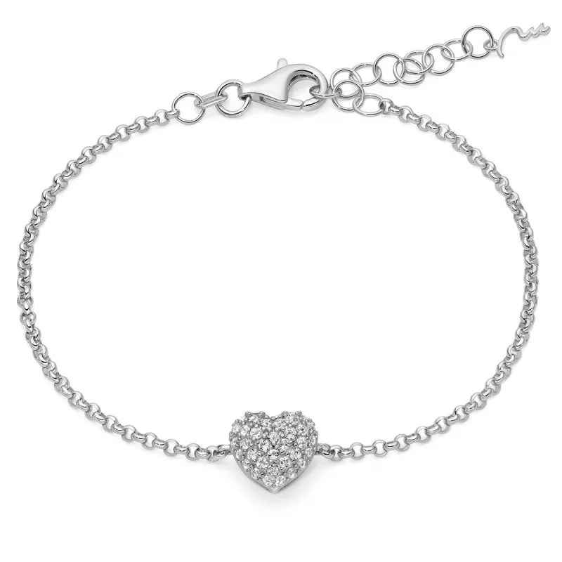 Bracciale Miluna Donna Argento 925 Cuore Pavé di Topazi Bianchi _BRD1093