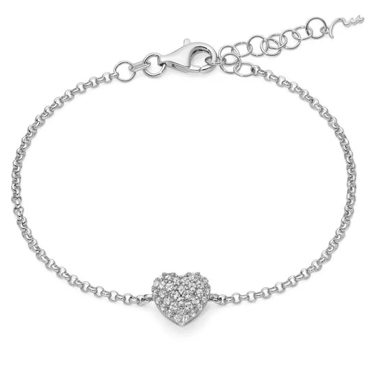 Bracciale Miluna Donna Argento 925 Cuore Pavé di Topazi Bianchi _BRD1093