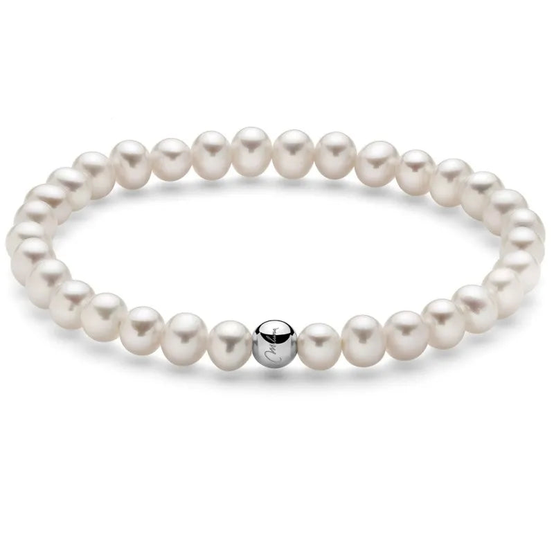 Damen-Armband mit Naturperlen und Silberkugel Miluna PBR3034