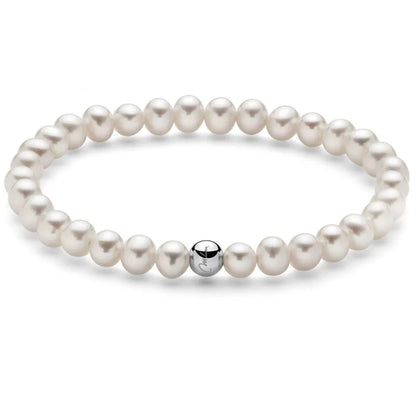 Damen-Armband mit Naturperlen und Silberkugel Miluna PBR3034