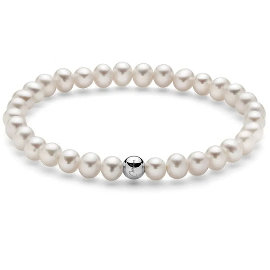 Damen-Armband mit Naturperlen und Silberkugel Miluna PBR3034