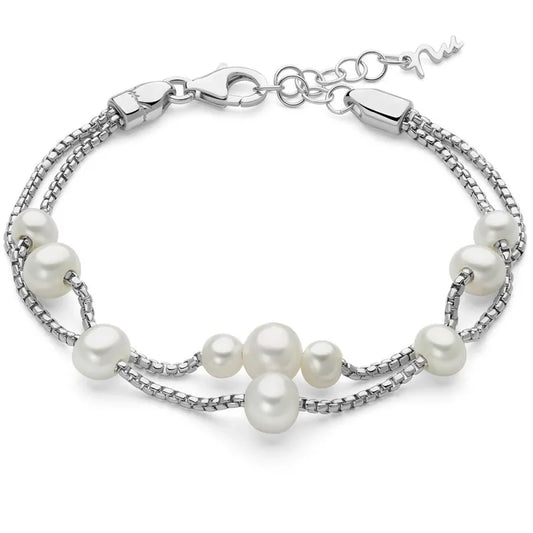 Bracciale Miluna Donna Argento 925 Doppio Filo Perle _PBR3617