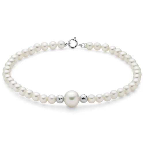 Bracciale Miluna Donna Oro Bianco 18 Kt Perle e Boule Sfaccettate _PBR3714