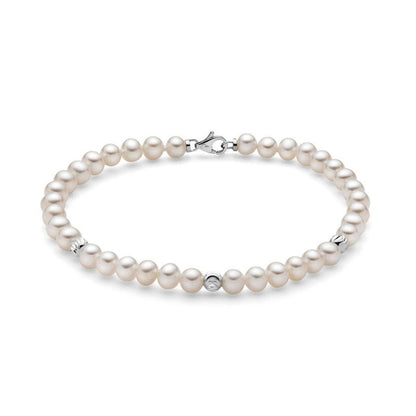 Bracciale Miluna Donna Oro Bianco 118 Kt Perle e Boule Sfaccettate _PBR3370