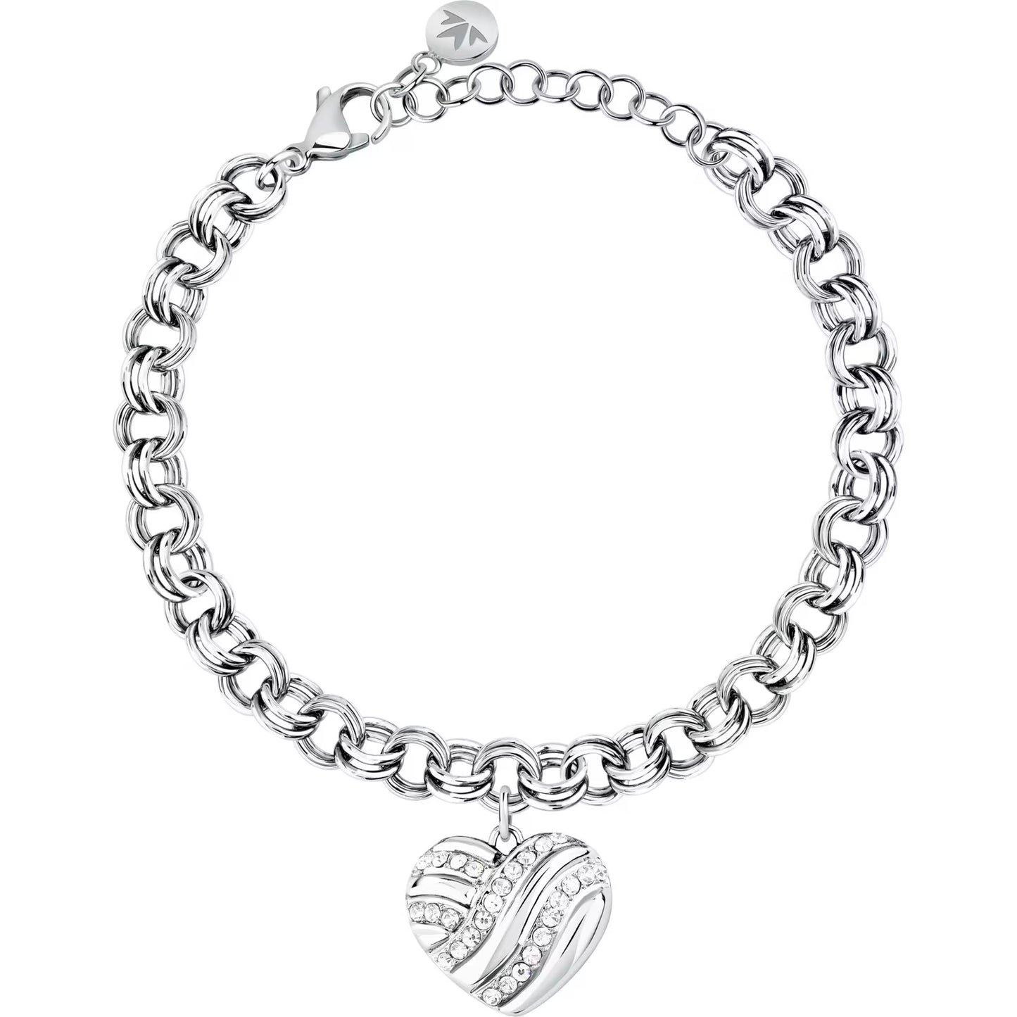 Morellato Damenarmband aus silbernem Stahl mit Kugeln und goldenem Schmetterlingsanhänger _SAUN35 