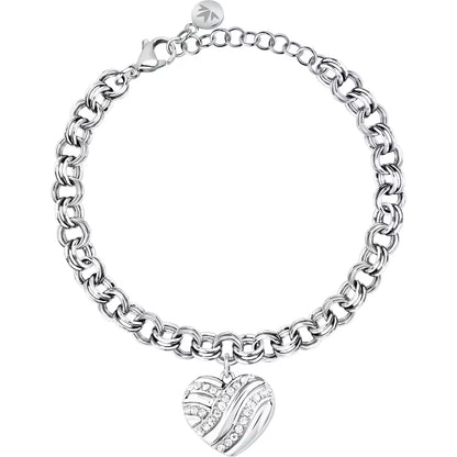 Morellato Damenarmband aus silbernem Stahl mit Kugeln und goldenem Schmetterlingsanhänger _SAUN35 
