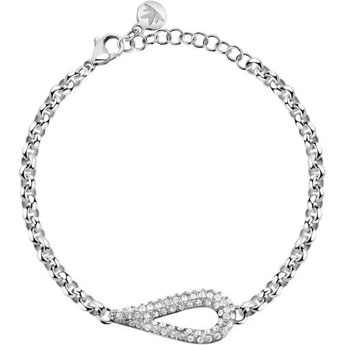 Morellato Damenarmband aus silbernem Stahl mit Kugeln und goldenem Schmetterlingsanhänger _SAUN35 