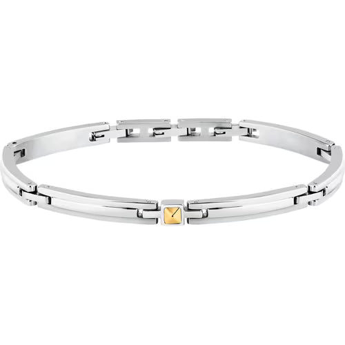 Bracciale Morellato Gold Uomo Acciaio Silver Elementi Oro 18 KT _SABY02