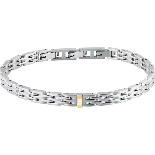 Bracciale Morellato Gold Uomo Acciaio Silver Elementi Oro 18 KT _SABY18